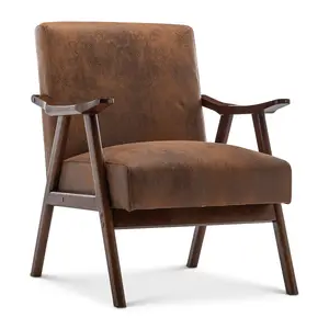 Faux Leather Suede Brown Selma Accent Chair