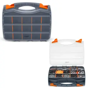 32 Compartment Double Sided Storage Box Tool Organiser Carry Case for Screws & Small Parts