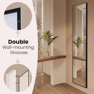 Costway Full Length Mirror Rectangular Dressing Mirror Floor-standing or Wall-mounted