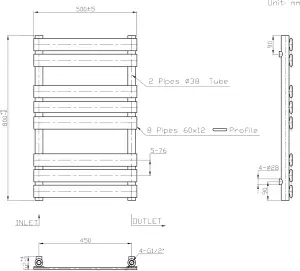 Right Radiators 800x500 mm Designer Flat Panel Heated Towel Rail Radiator Bathroom Warmer Heating Chrome