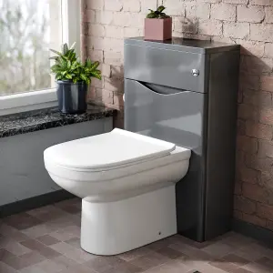 Nes Home Modern Back To Wall Toilet Pan and Grey WC Unit & Soft Close Seat