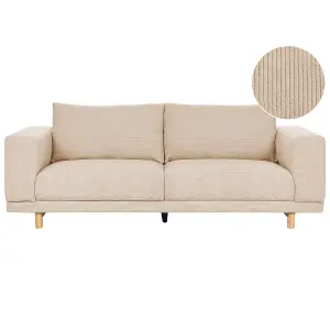 3 Seater Jumbo Cord Sofa Beige NIVALA