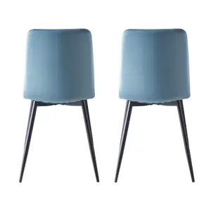 Dining Chairs Velvet Fabric Lexi Set of 2 Light Blue by MCC