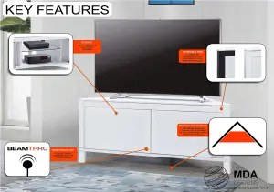 MDA Designs VOLANS Tru-Corner Remote Friendly Doors Black/White Reversible Panel LCD/Plasma/LED TV up to 42" Corner TV Cabinet