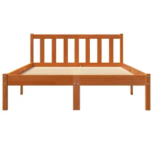 Berkfield Bed Frame without Mattress Wax Brown 135x190 cm Double Solid Wood Pine