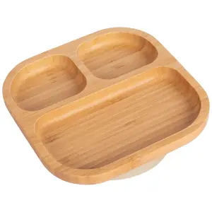 Tiny Dining Divided Bamboo Suction Plate - Beige