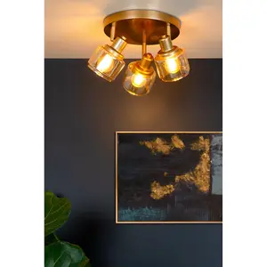 Lucide Bjorn Classic Ceiling Spotlight 38cm - 3xE14 - Matt Gold, Brass