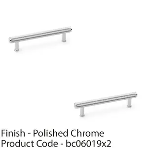 2 PACK - Knurled T Bar Pull Handle - Polished Chrome - 128mm Centres Premium Drawer Door