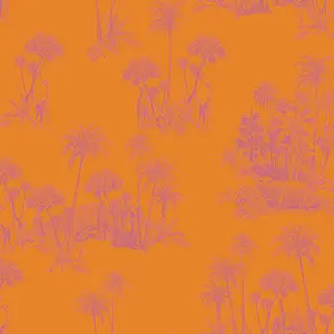 Galerie Ted Baker Fantasia Orange Laurel Safari Tree Wallpaper Roll