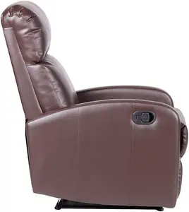 EVRE Recliner Faux Leather Arm Chair with Adjustable Leg Rest and Reclining Functions  - Brown Comfy Chair For Living Room