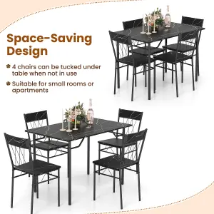 COSTWAY Set of 5 Dining Table Chairs Set 110 x 70 cm Rectangular Kitchen Table for 4