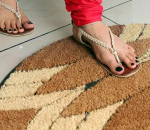 Coco & Coir Indoor Outdoor Doormat Natural Thick (1.6cm) Wearing Non-Slip Rubber Backed Entrance Mat 45cm x 75cm PALM CLUSTER ARC