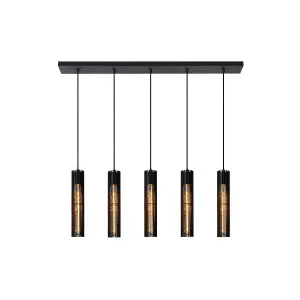 Lucide Lionel Modern Bar Pendant Light - 5xE27 - Black