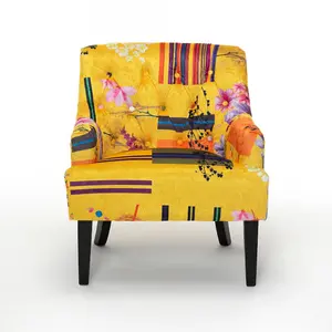 Fabric Gold Patchwork Lydia Accent Chair