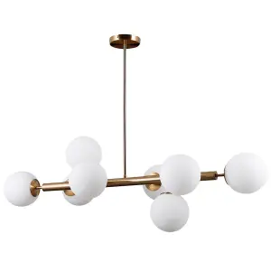 Luminosa Modern Hanging Pendant Golden 8 Light  with White Shade, G9