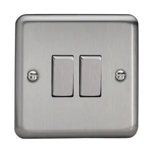 Varilight XS2D Rocker Switches 2-Gang Steel