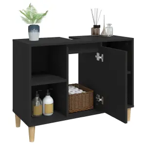 Berkfield Sink Cabinet Black 80x33x60 cm Engineered Wood