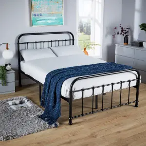 Home Source Minerva Black Metal Small Double Bed Frame