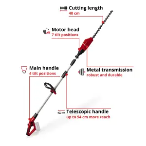 Einhell High Reach Hedge Trimmer 18V With Harness Adjustable Height Power X-Change GE-HH 18/45 Li T Solo - Body Only