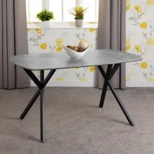 Athens Dining Table in Concrete Effect and Black