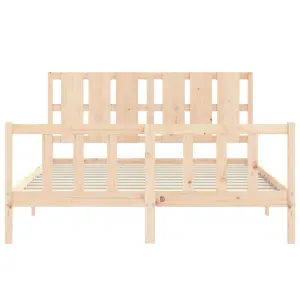 Berkfield Bed Frame with Headboard King Size Solid Wood