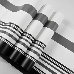 Simple Black White Grey Striped Non Woven Patterned Wallpaper