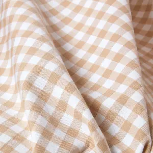 Homescapes Cotton Gingham Check Beige Throw, 150 x 200 cm