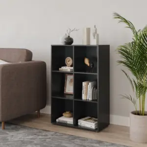 URBNLIVING 90cm Height Black 6 Cube Shelving Unit