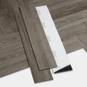 GoodHome Poprock Grey Wood effect Self-adhesive Vinyl plank, 1.2m²