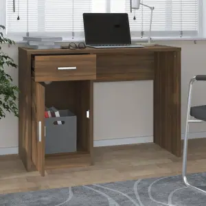 Berkfield Desk with Drawer&Cabinet Brown Oak 100x40x73 cm Engineered Wood