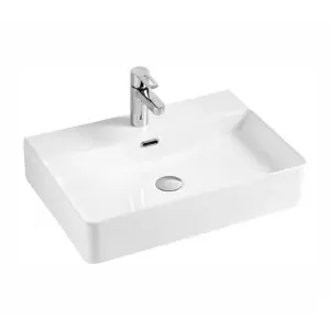 Premium Rectangular Countertop Basin 600mm - White