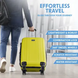 3-Piece Lightweight ABS Luggage Set in Yellow - Stylish Travel Suitcases