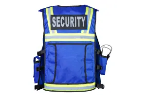 RAC3 High-Vis Security Vest, Reflective Strips, Body Camera Mounts, Multiple Pockets, Fits upto 5XL, Available in 5 Colors (Blue)