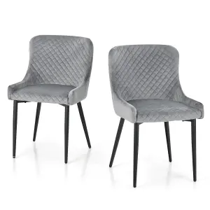 Costway Set of 2 Dining Chairs Upholstered Kitchen Sidechair Armless Velvet Accent Chair