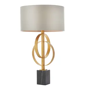 Luminosa Trento Table Lamp Antique Gold Leaf & Mink Satin Fabric