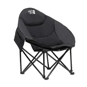 Get Fit Moon Camping Chair - Portable Outdoor Premium Folding Chair With Pocket, Cup Holder & Carry Bag - Weight Capacity Of 130Kg