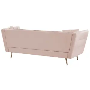 3 Seater Velvet Sofa Pink FREDERICA