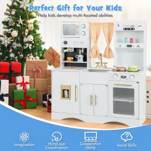 Costway Kids Kitchen Playset Toddlers Wooden Pretend Play Kitchen Toy