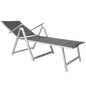 GardenCo Deluxe Padded Folding Sunlounger, Textoline Outdoor Reclining Weather Resistant Garden Furniture Sun Lounger Bed