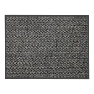 JVL Heavy Duty Commodore Barrier Door Mat, 60x80cm, Grey/Black