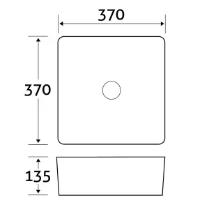 Halo Gloss White Ceramic Square Counter Top Basin (W)370mm