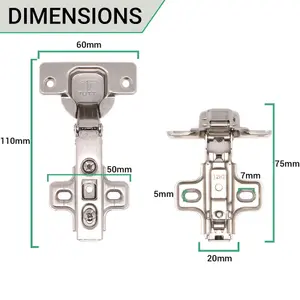 AFIT Full Overlay 110 Degree Sprung Clip-On Kitchen Cabinet Hinge 35mm - Each