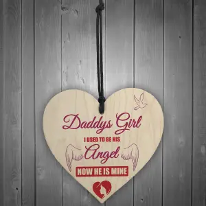 MEMORIAL Daddy's Girl Father's Day Gift Angel Wood Heart Dad Grandad Sign Grave