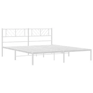 Berkfield Metal Bed Frame with Headboard White 200x200 cm