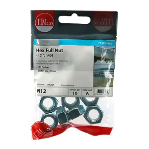 TIMCO Hex Full Nuts DIN934 Silver - M12