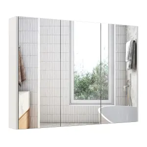 Costway Wall-Mounted Bathroom Mirror Cabinet 3 Door Storage Cupboard w/ Adjustable Shelves