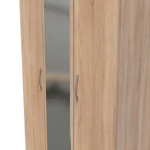 Heddon Triple Mirror Wardrobe in Bardolino Oak (Ready Assembled)