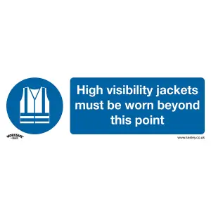 Mandatory HI-VIS JACKETS Safety Sign - Rigid Plastic 300mm x 100mm Warning