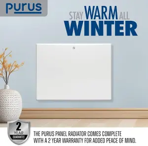 Purus Electric Radiator Panel Heater Eco 600W Bathroom Safe Wall Mounted or Floorstanding Timer Thermostat Lot 20