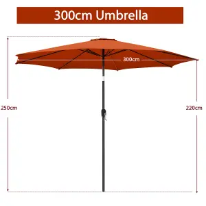 Costway 3m Patio Umbrella Outdoor Garden Heavy Duty Table Umbrella w/ 8 ribs